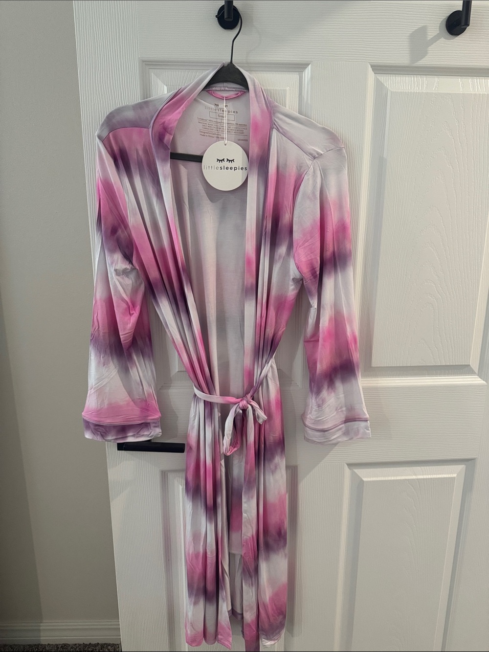 Little Sleepies Pink & Purple Tie-Dye bamboo robe